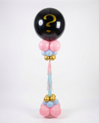 Decorative balloon with black balloon, pink and gold beads, full product view